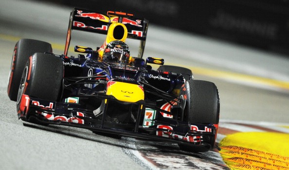 Sebastian Vettel in azione nel GP di Singapore